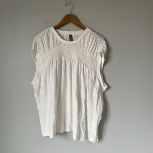 Anthropoloigie 100% Cotton Top Blouse Cap Sleeves White Women's Size 2X